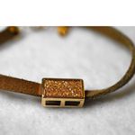 Charming Charlie  Brown Leather Gold Glitter Filled Center 6"-8" Unisex Bracelet Photo 1