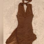 House Of CB NWOT Letitia HAZELNUT Halter Mini Dress sz XS Photo 4