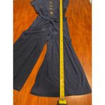Nina Leonard NWT  Navy Blue Jersey Button Front Wide Leg Jumpsuit 1X Casual Party Photo 4