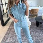 Free People Marci Denim Jumpsuit in Wash Clear Skies Size X-Small Photo 10