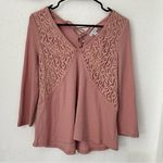Love, Fire Love Fire Dusty Rose Solid Long Sleeve Waffle lace Knit M Photo 0