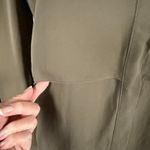 Theory silk olive green long sleeve collared button down sheer blouse women's S Photo 5