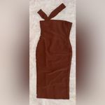 House Of CB NWOT  Aina Tan Brown Cut Out Bandage Midi Dress sz L Photo 4
