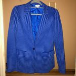 Crown & Ivy Thick Knit Stretch Blazer Jacket Stripes Blue Size 8 Photo 1