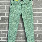 J.Crew  Toothpick Stretch Floral Jeans Straight Leg Zip Front Pockets Green Sz 27 Photo 1