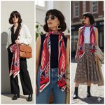 VTG Norma Tullo Silk Scarf Wrap 60s Pop Art Red White Navy Couture Bag Accessory Photo 1