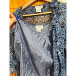 TESS 100% Silk 2 Piece Set Women's 14 Blue Leopard Sheer Blouse & Tank Top Photo 4