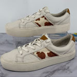UGG  Dinale Sneaker‎ Lace Up White Mesa Sand Cow Print Leather Casual Sz 8.5 US Photo 0