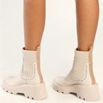 NEW Dolce Vita Hoven Stud H2O Waterproof Chelsea Boots, Ivory Leather Size 9.5 Tan Photo 4