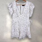 Majorelle  Mikey Romper Floral Embroidered Plunge Neck Puff‎ Sleeve Sz XS Revolve Photo 1