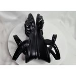 SAS Tripad Women Strappy Sandals Size 8.5 Semi Wedge pumps Heels Patent Leather Black Photo 3