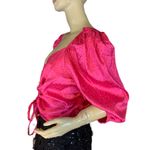 Vine & Love PINK SATIN LEOPARD PRINT PUFFED SLEEVE DRAWSTRING BLOUSE (3X) Photo 6