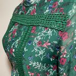 Romeo + Juliet Couture NWT Medium Dark Green Floral Crochet Mini Skater Dress Long Balloon Puff Sleeve New Photo 7