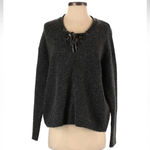 Rails Cashmere Wool Blend Amelia Lace Up Sweater Charcoal Grey Size XS Photo 3