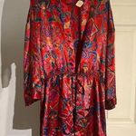 Victoria's Secret NWT VTG Red Floral Print  Short Satin Robe Bridal Lingerie M/L Photo 0