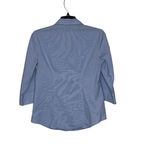Ann Taylor  Button Up‎ Shirt Size 0 Blue White Striped 3/4 Sleeve Stretch Blend Photo 5