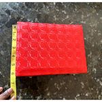 Red Jewelry Box Textured Geometric Surface Padded Interior Jewelry Set Storage Photo 5