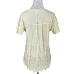 Anthropologie Tiny Dainty Ethereal Eyelet Lace Top Tee XS Ivory Cream Neutral Photo 5
