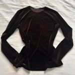 Vintage paper tag Brown velvet long sleeve top Size M Photo 0