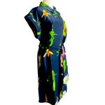 Saturday Club Navy Blue Tropical
Floral Shirt Dress L Size L Photo 3