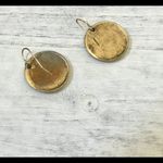 Brass colored fish hook disc earrings Photo 3