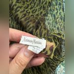 Neiman Marcus Vintage  green leopard print long wrap silk scarf Photo 3