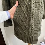 prAna Sweater Womens Small Chunky Turtleneck Cable Knit Olive Green Cardigan Photo 5