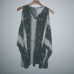 Giddy Up Glamour  L Snake Print in Gray Cold Shoulder Poncho Style Tunic Top Photo 3