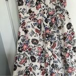 Olé by Koton white sleeveless floral maxi dress button front purple pink slit Photo 2