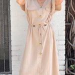 Old Navy Cream safari style utility adjustable waist midi dress sz s  Photo 1
