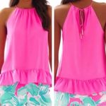 Lilly Pulitzer  Millie Hot Pink Silk High Neck Tank Top size XS Photo 1