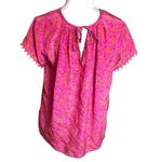 Rungolee silk tie back blouse hot pink floral print Sz XS Photo 1