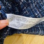 ZARA  textured navy tweed flare sleeves off the shoulder top Photo 8