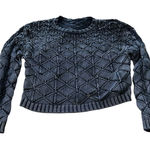 Eesome Navy Cropped Knit Sweater Blue Photo 0