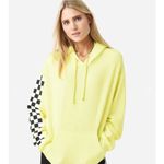 Aviator Nation  Neon Yellow Checkered Hoodie Sweatshirt Size XS Photo 2