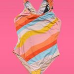 Chaser  Striped Ruffle Straps One Piece Swimsuit, Size L, NWT Photo 4