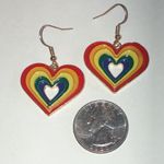 Colorful Rainbow Gold Tone Boho Heart Earrings Red Photo 2