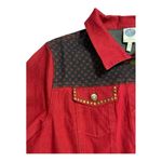 Diane Gilman DG2  Women's Denim Jacket Faux Studded Pockets Biker Patriotic 1X Photo 4