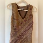 Norton Mcnaughton Vintage Y2K Norton Studio Petite PM Sleeveless Sheath Dress Beige Burgundy Photo 5