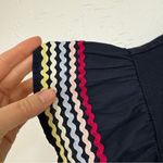 Stella & Dot  Blue Ruffled Sleeve Blouse Womens S Ric Rack Flutter Ruffled Boho Photo 4