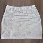 White & Silver Pearl Bridal Mini Skirt Photo 0