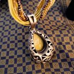 Gold Turkish Stone Statement Necklace Set Photo 5