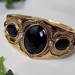 Gold and Black Hinge / Clamper Style Bracelet New Photo 0