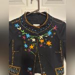 Moschino  Black Blazer with Colorful Floral Embroidery Photo 1