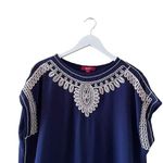 ZOY Women’s Navy Embroiderer Crewneck Short Sleeves Blouse SZ XXL #1072 Blue Photo 2