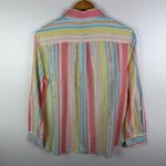 Talbots NWT  Pastel Striped Button Down Shirt Medium Gold Metallic Preppy Office Photo 2