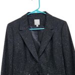 Halogen Two Button Blazer Single Breasted Wool Silk Blend Speckled Black Size 8 Photo 5