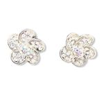 Crystal Cluster Flower Aurora Borealis Center Stud Earrings NOS New Blingy Photo 3