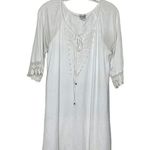 Naïf NAIF White Dress Lace Detail Tie Keyhole Round Neckline Boho Size Medium Photo 3