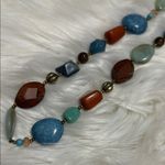 Vibrant Blue and Orange Beaded Long Necklace Photo 2